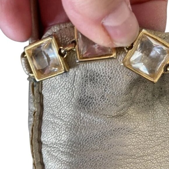 Stuart Weitzman gold/cream leather moccasin mules size 6.5 - Picture 15 of 16